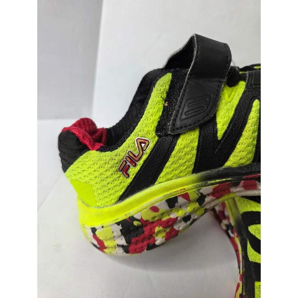 Fila Kids Neon Yellow Black Red‎ Athletic Sneakers 3RM01704-704 Size 2